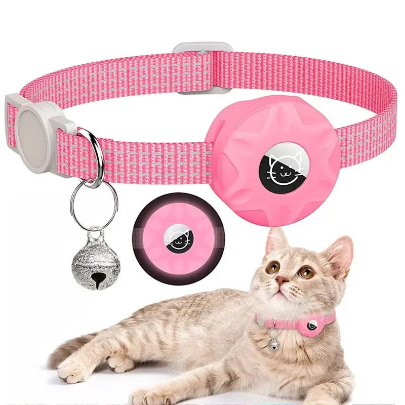 AirTag Cat Collar with Secure Holder, Reflective Safety Strap & Bell