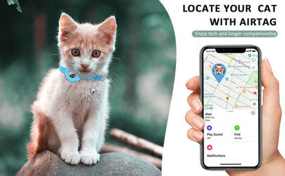 AirTag Cat Collar with Secure Holder, Reflective Safety Strap & Bell