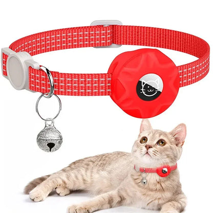 AirTag Cat Collar with Secure Holder, Reflective Safety Strap & Bell