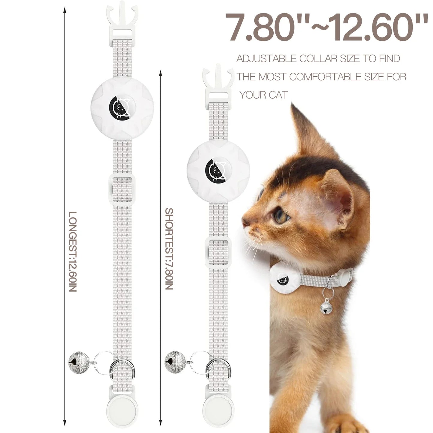 AirTag Cat Collar with Secure Holder, Reflective Safety Strap & Bell