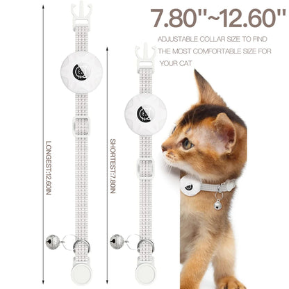 AirTag Cat Collar with Secure Holder, Reflective Safety Strap & Bell